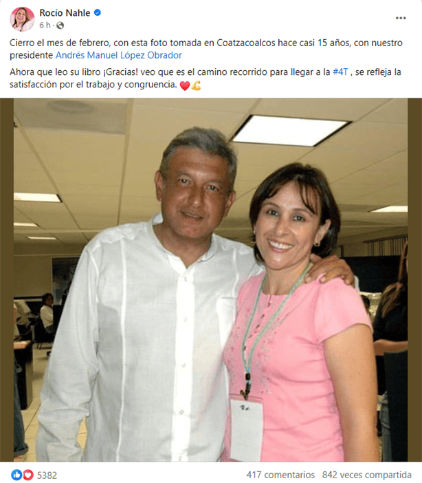 Con fotografía en Diario del Istmo Nahle celebra 15 años de trabajar con AMLO por la 4T