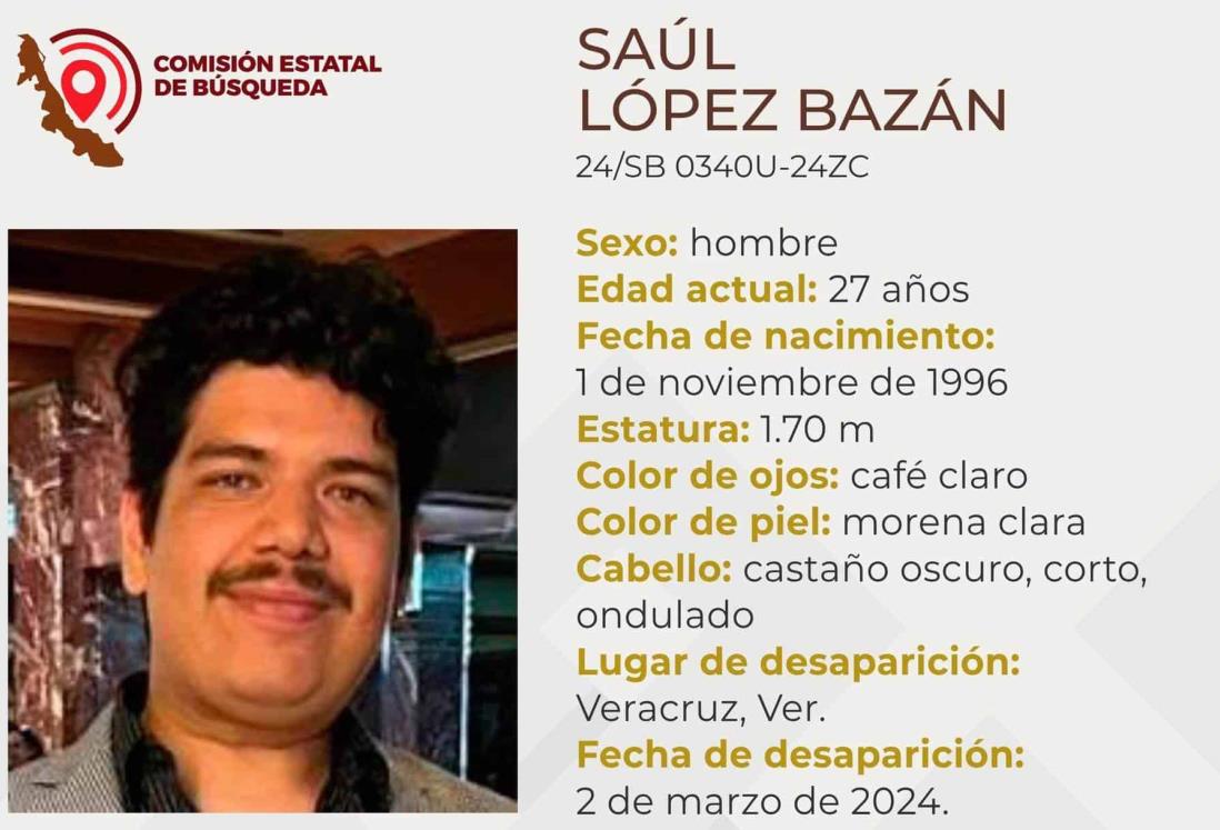 Desaparece el joven Saúl López Bazán en la ciudad de Veracruz