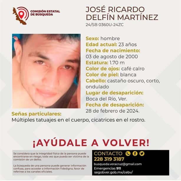 Desaparece en Boca del Río el joven José Ricardo Delfín Martínez