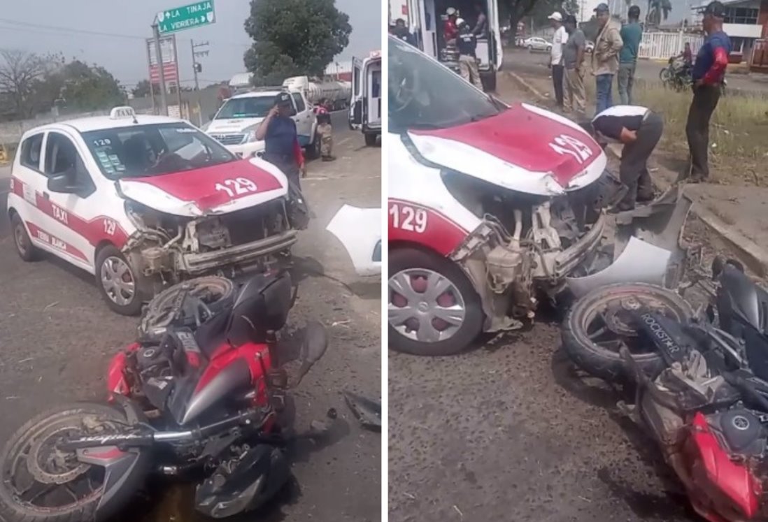 Joven motociclista es atropellado por taxi de Tierra Blanca