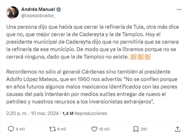 ¿Podrían cerrar las Refinerías de México? esto respondió AMLO