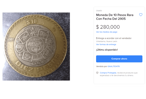 Esta es la moneda de 10 pesos vale hasta 280 mil debido a un error ridículo