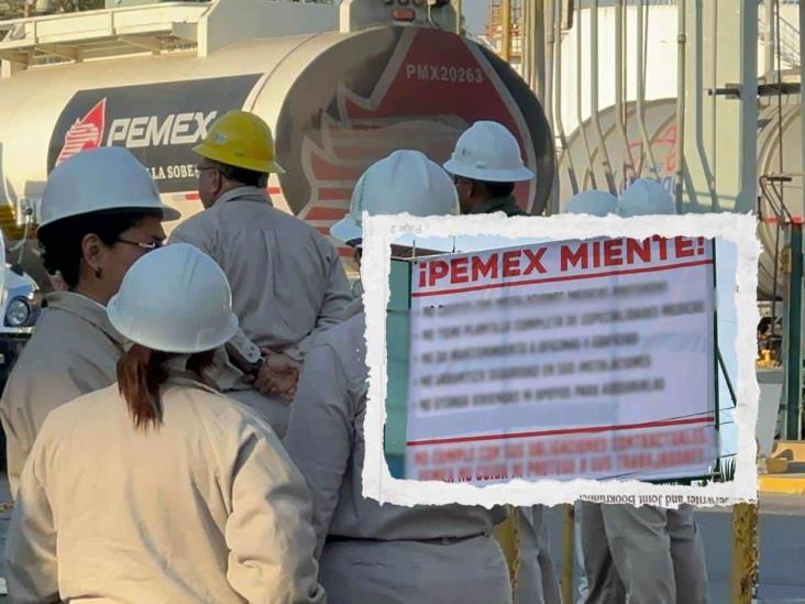 Petroleros de Poza Rica ‘se rebelan’; con lonas, acusan irregularidades