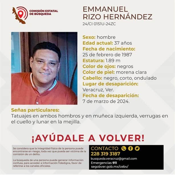 Emmanuel Rizo desapareció en Veracruz; piden ayuda para localizarlo