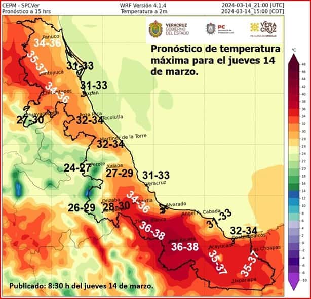 Alertan por altas temperaturas en estos municipios de Veracruz hoy jueves