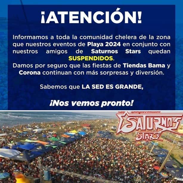 Por este motivo Saturnos Stars no animará las playas de Coatzacoalcos esta Semana Santa