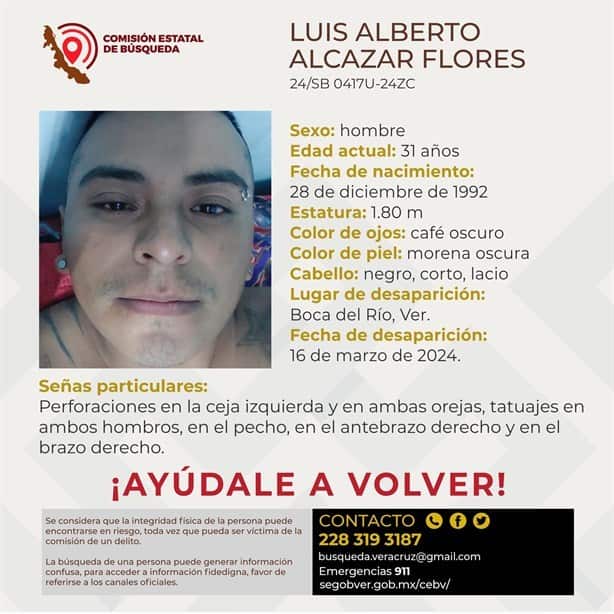 Desaparece el joven Luis Alberto Alcazar en Boca del Río