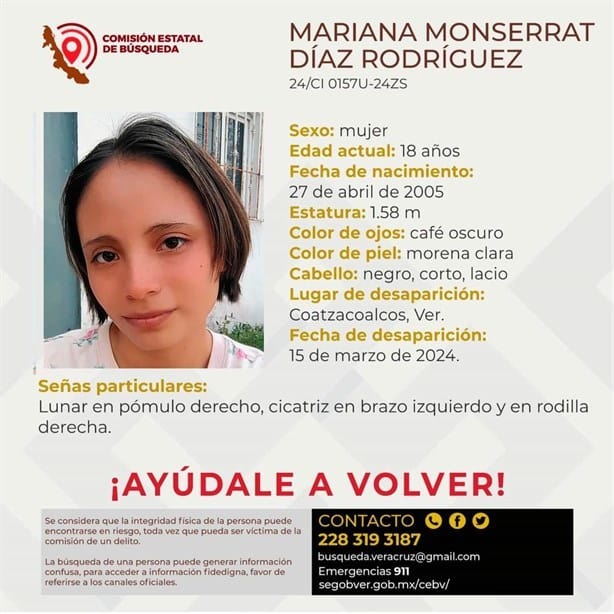 Buscan a Mariana Montserrat en Coatzacoalcos, lleva 5 días desaparecida