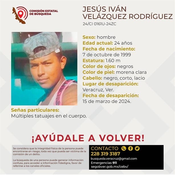 Jesús Iván Velázquez tiene una semana desaparecido en Veracruz