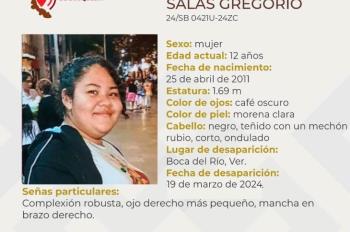 Kytzhia Elizabeth de 12 años cumple 4 días desaparecida en Boca del Río