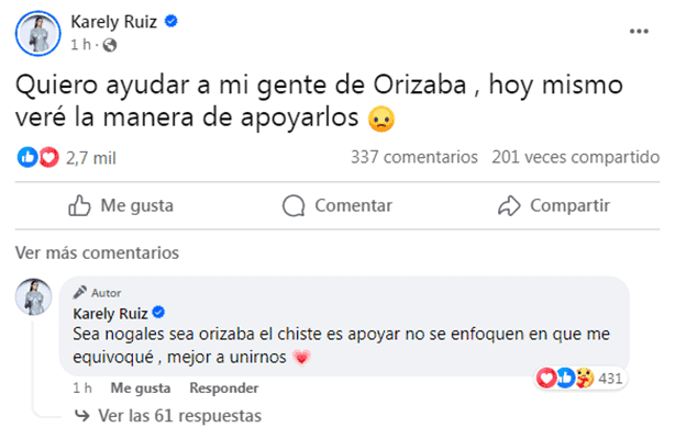 Incendios en Orizaba: Karely Ruiz se suma a apoyos para las zonas afectadas 