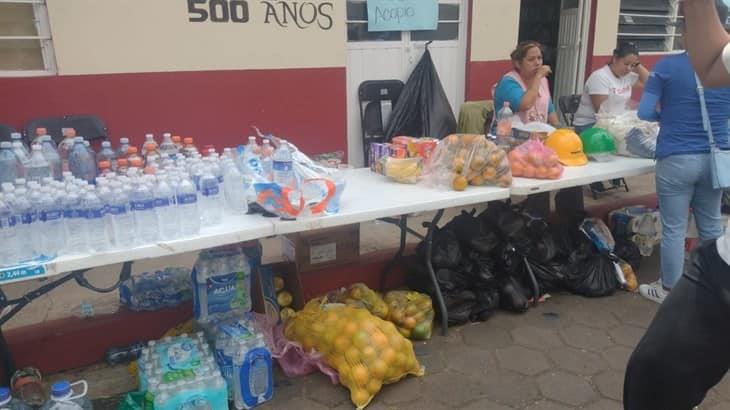 En Huiloapan, realizan colecta de donaciones para brigadistas