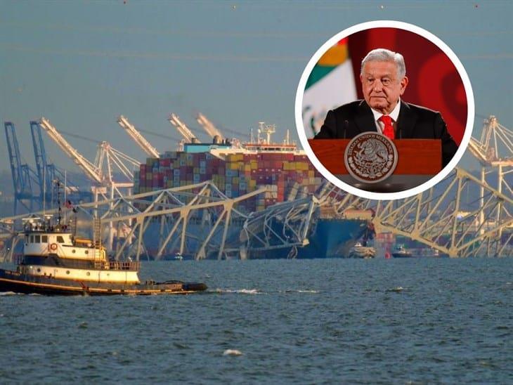 AMLO sobre caída de puente en Baltimore: hay 2 mexicanos desaparecidos y un herido