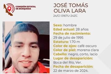 Desaparece el joven José Tomás Oliva Lara en Boca del Río