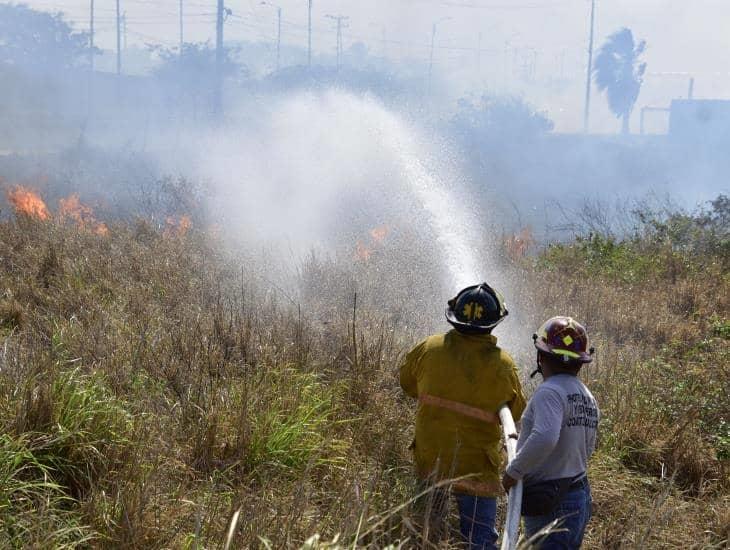 Arden pastizales al poniente de la ciudad; bomberos y Protección Civil lo combatieron