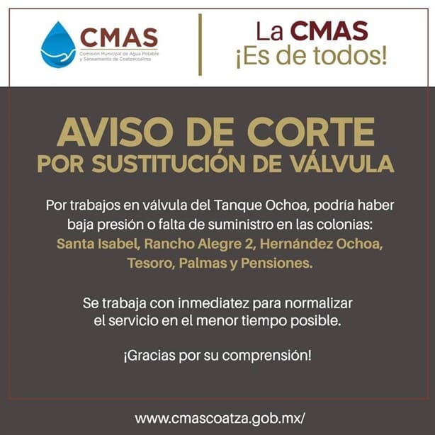 Falla en válvula dejó a estas colonias de Coatzacoalcos sin agua, esto dice CMAS