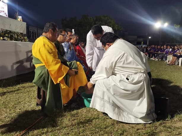 Realizaron Última Cena y Lavatorio de Pies durante el Jueves Santo en Nanchital