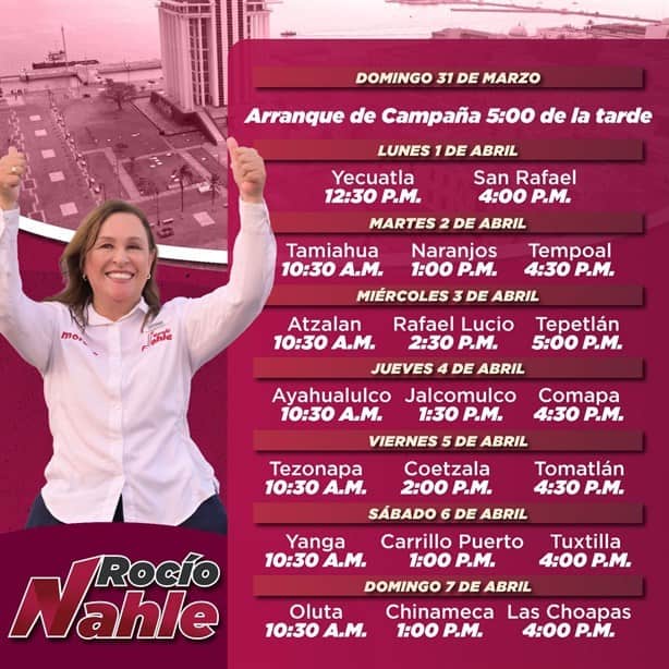 En estos municipios de Veracruz arrancará campaña Rocío Nahle