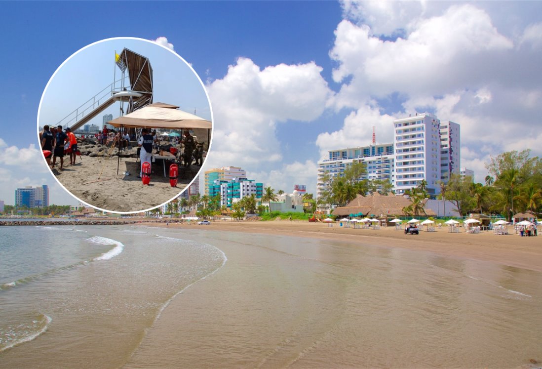 Rescatan a mujer en estado de ebriedad ahogándose en Playa Mocambo, Boca del Río