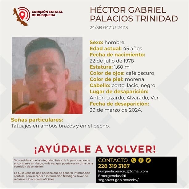 Desaparece Héctor Gabriel Palacios en Antón Lizardo, Alvarado