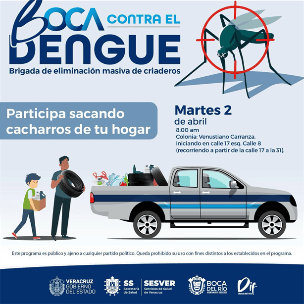 Ayuntamiento de Boca del Río lanza Boca contra el Dengue para erradicar criaderos de mosquitos