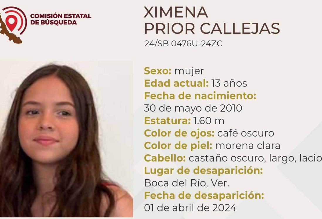 Desaparece la niña Ximena Prior Callejas en Boca del Río