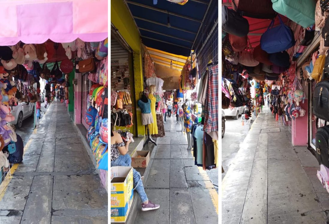 Comerciantes de Soledad de Doblado obstruyen calles y banquetas