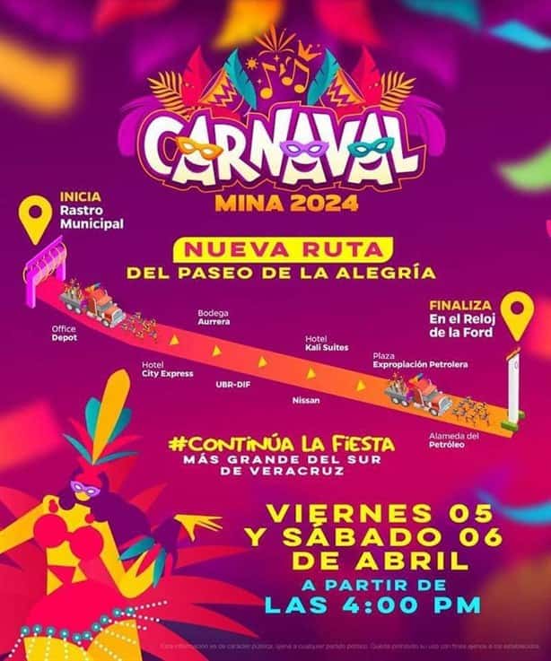 Esta es la nueva ruta del Carnaval de Minatitlán 2024