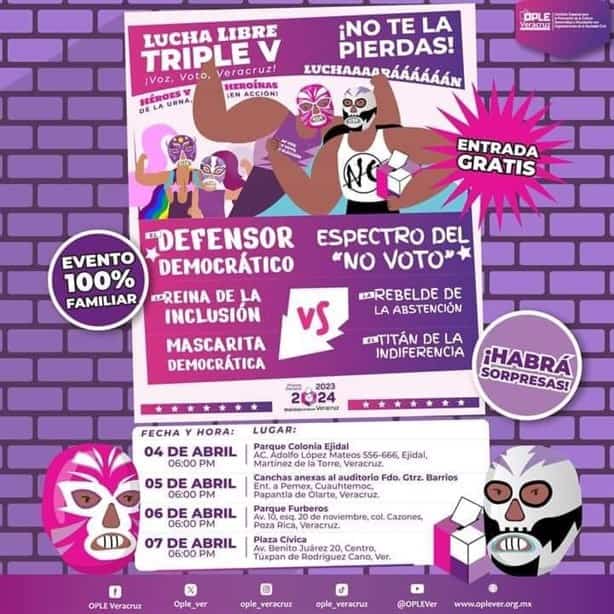 Con función de lucha libre, OPLE promoverá el voto en Poza Rica