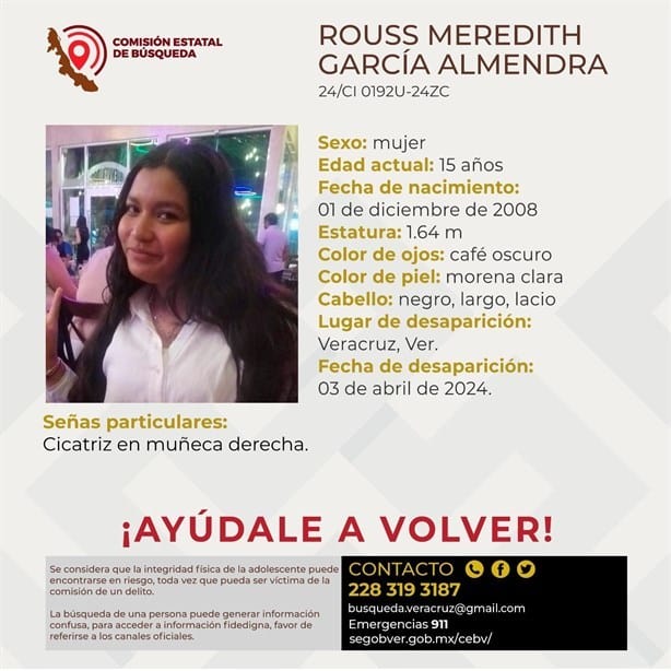 Desaparece chica de 15 años en la ciudad de Veracruz; urge su localización