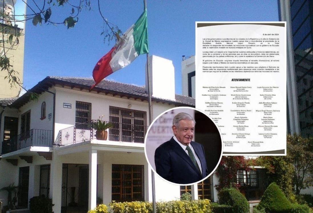 Conflicto diplomático con Ecuador: Gobernadores envían mensaje de respaldo a AMLO