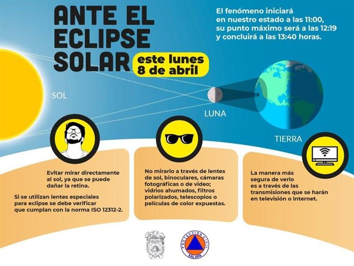 ¡Atención!; ante eclipse solar, en Xalapa emiten recomendaciones  