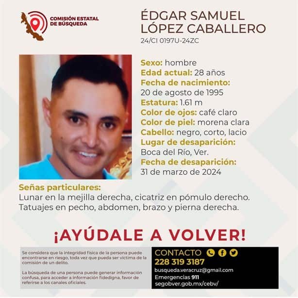 Édgar Samuel salió de su vivienda en Boca del Río, pero ya no regresó
