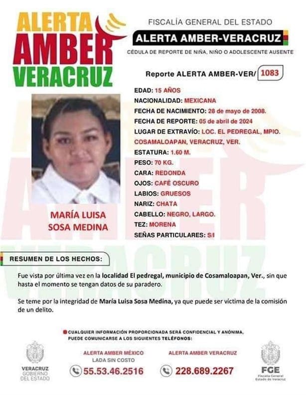 Piden ayuda para encontrar a María Luisa Sosa desaparecida en Cosamaloapan