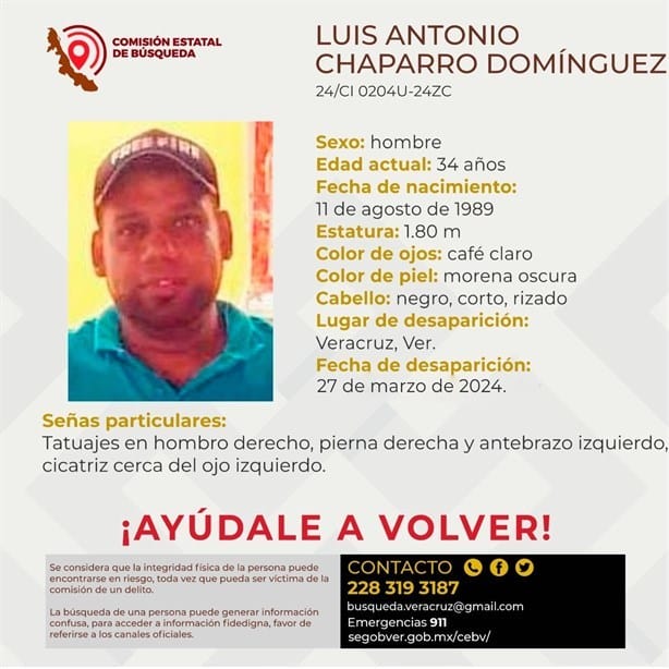 Luis Antonio desapareció en la ciudad de Veracruz; siguen sin localizarlo