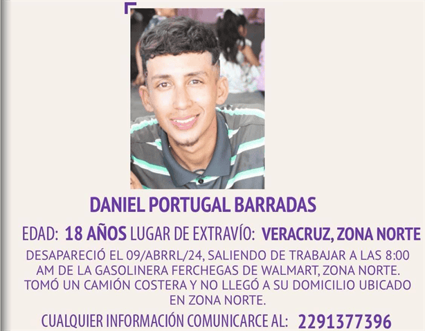 Buscan al joven Daniel Portugal Barradas en Veracruz, salió a trabajar y no regresó