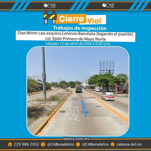 Cerrarán carriles de la avenida Díaz Mirón este sábado 13 de abril