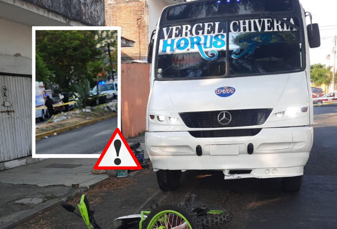 Camión urbano atropella a motociclistas en colonia de Veracruz; una mujer falleció