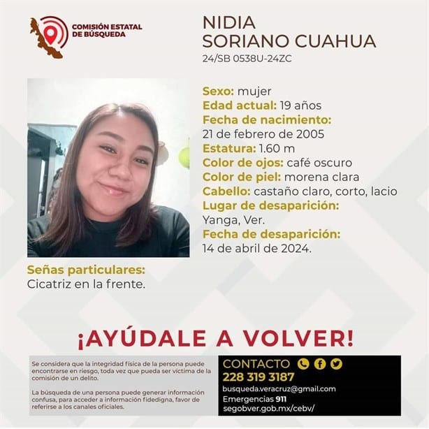 ¿La has visto? Nidia Soriano Cuahua desapareció en Yanga; su familia la busca