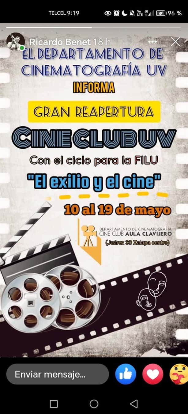 ¡Prepárate! Ya hay fecha para el reinicio del Cine Club UV