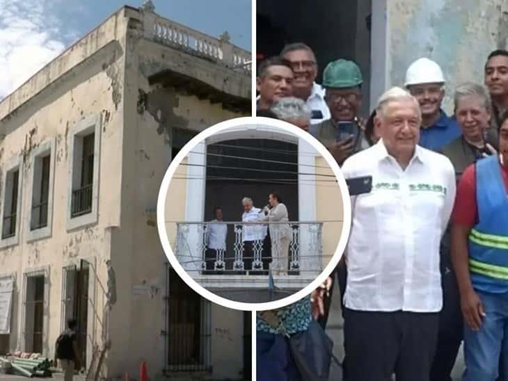 AMLO supervisa obra de la casa museo de Benito Juárez en Veracruz