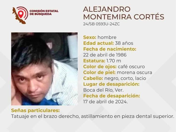 Buscan a Alejandro Montemira desaparecido en Boca del Río