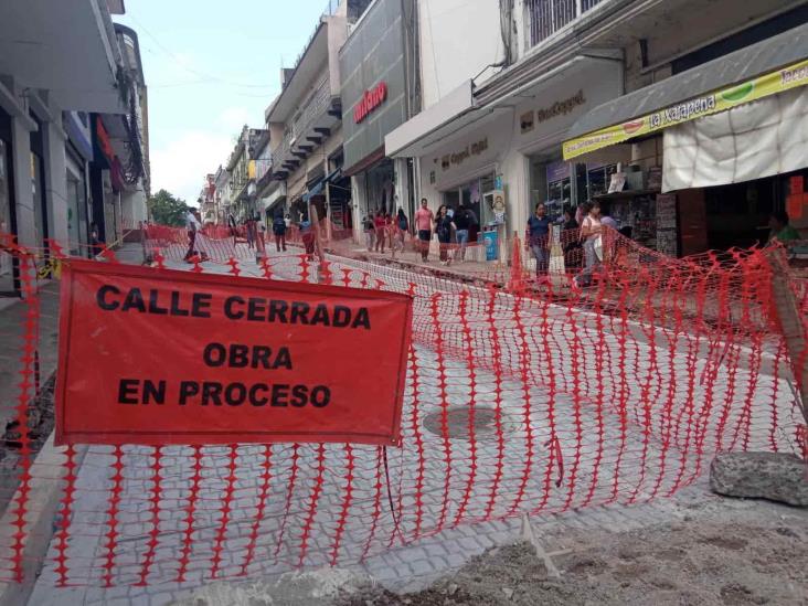 ¿Ya merito? Así van las obras en la calle Lucio, en el centro de Xalapa