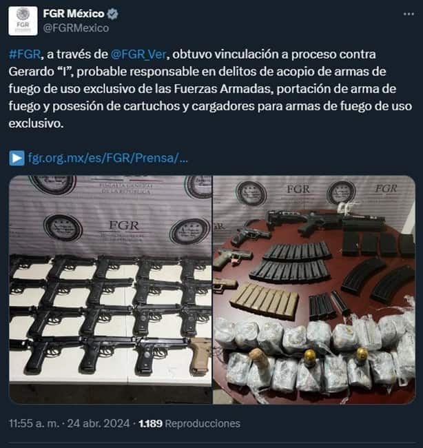 Vinculan a proceso a sujeto que viajaba con pequeño arsenal en Las Choapas