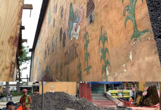 Denuncian afectación por obra a mural El Paso de Cortés, en Barrio Mágico de Xallitic de Xalapa