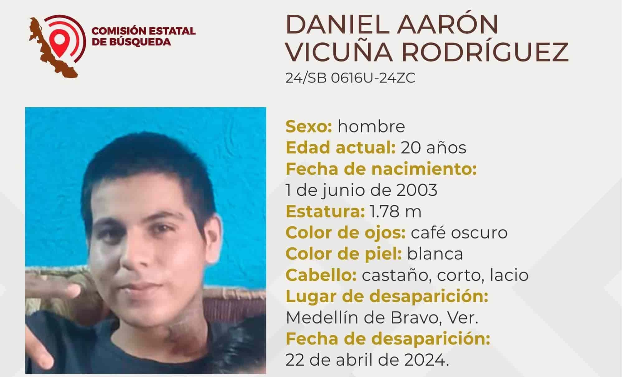 Desaparece en Medellín de Bravo el joven Daniel Aarón Vicuña Rodríguez