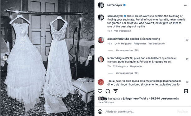 Salma Hayek celebra su aniversario de bodas; así fue el vestido que usó