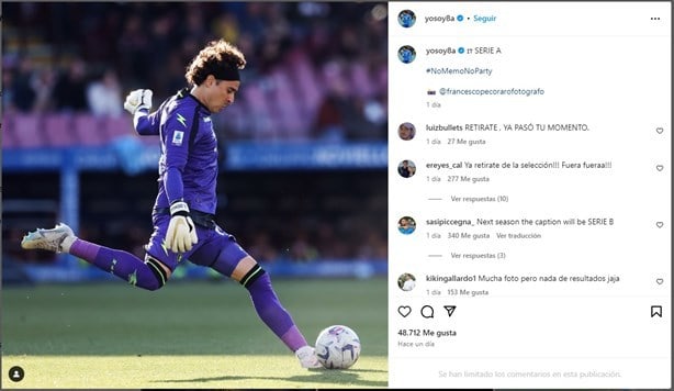 Guillermo Ochoa y la Salernitana descienden a la Serie B de Italia