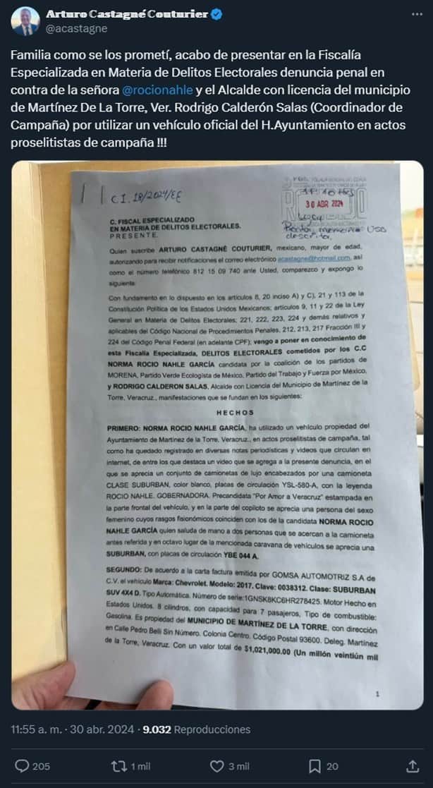 ¿Y a los Yunes cuándo? Arturo Castagné denuncia al alcalde de Martínez de la Torre