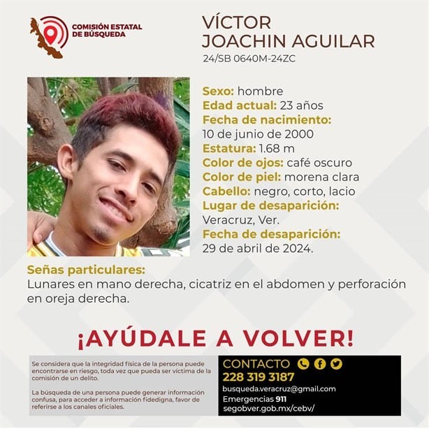 Desaparece el joven Víctor Joachín Aguilar en la ciudad de Veracruz